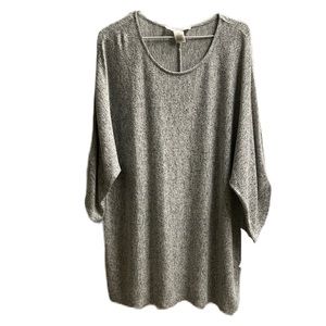 Workshop, 79% Rayon, Dolman Sleeves, U-Neckline Top, Charcoal Black/White, 2X